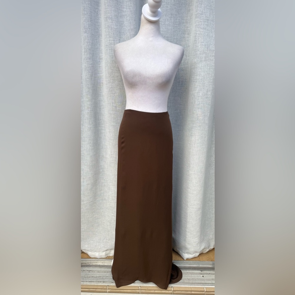 Nina Raynor brown plus size silk maxi skirt